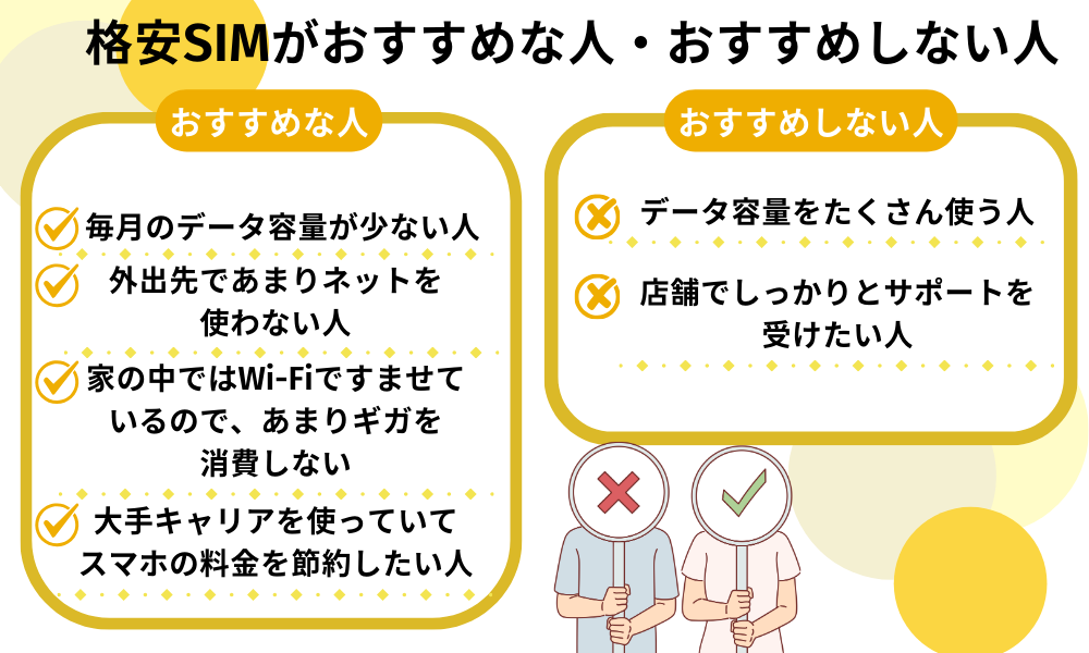 格安SIMがおすすめの人・おすすめしない人