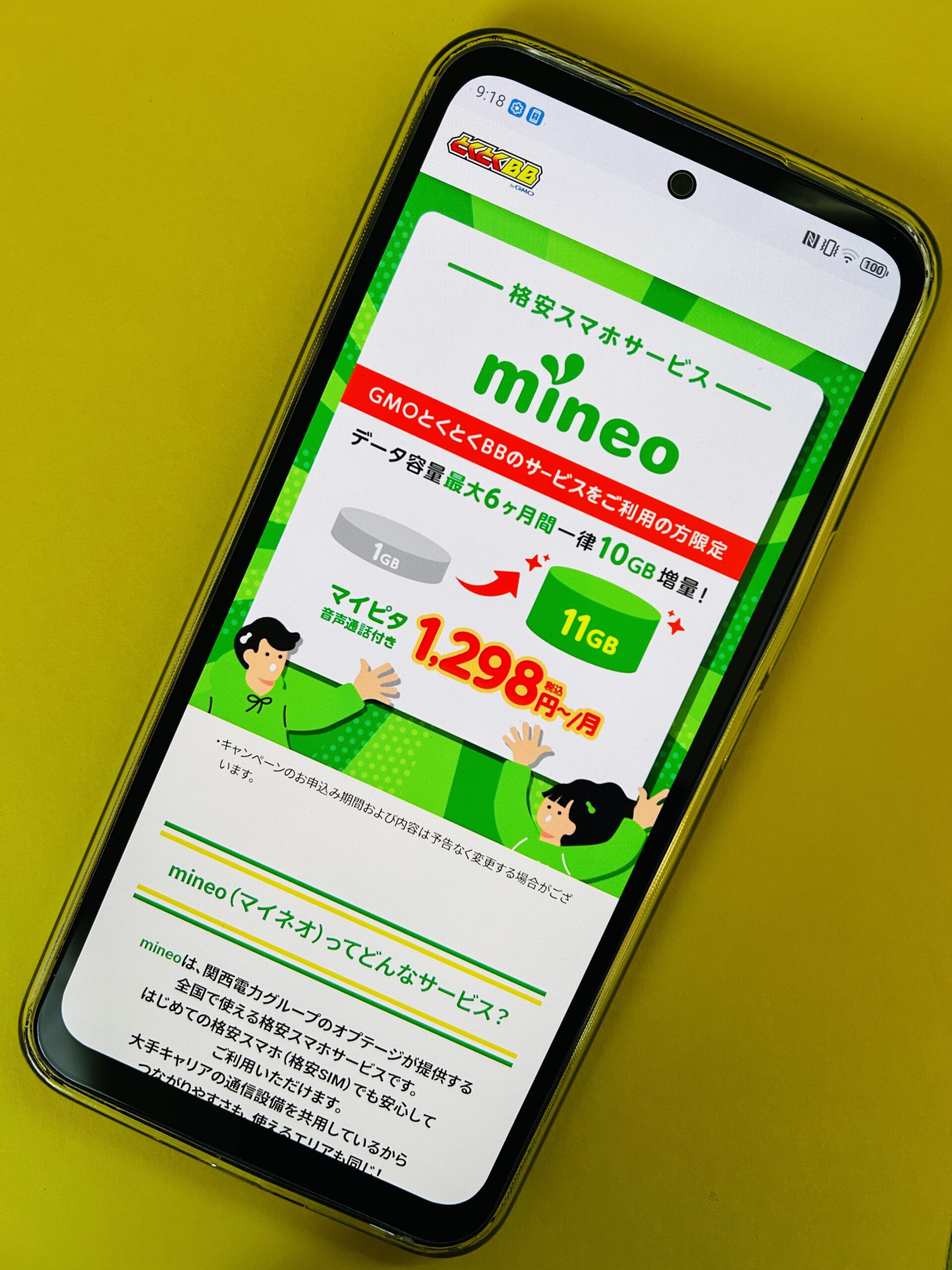 GMOとくとくBB光のmineoキャンペーン