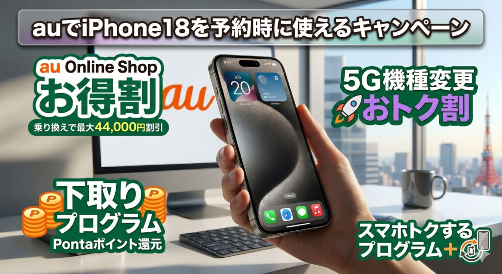 auのiPhone18予約で使えるキャンペーン