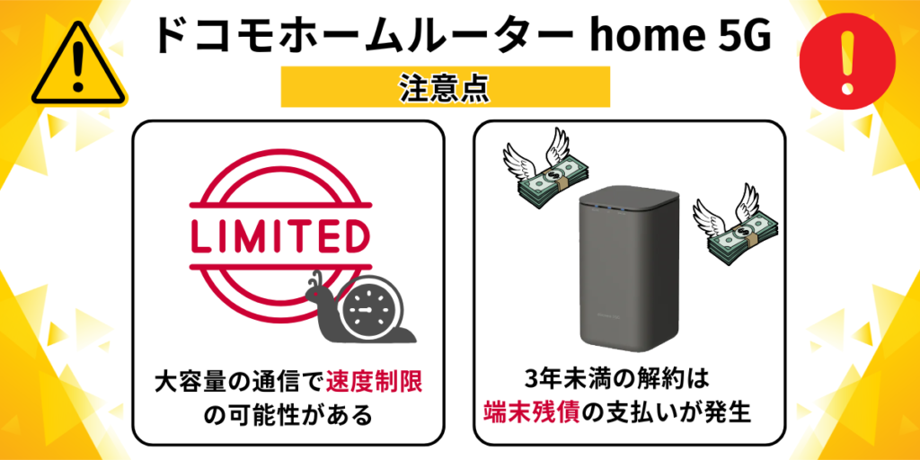 ドコモホームルーター home 5Gの注意点