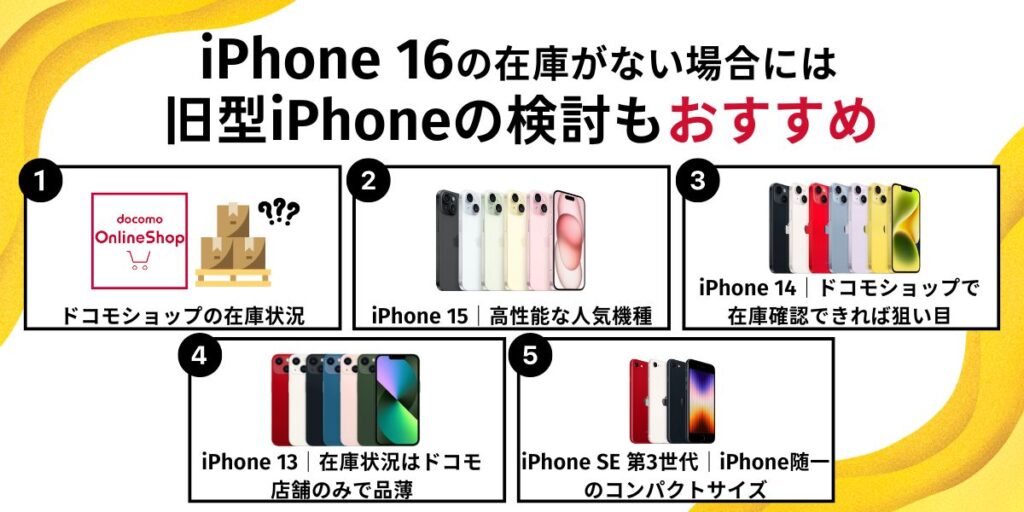 iPhone 16の在庫がない場合には旧型iPhoneの検討もおすすめ