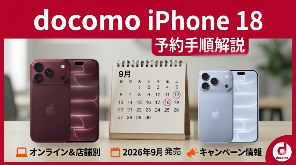 ドコモのiPhone 18 Pro予約手順。予約開始9月12日・発売9月18日