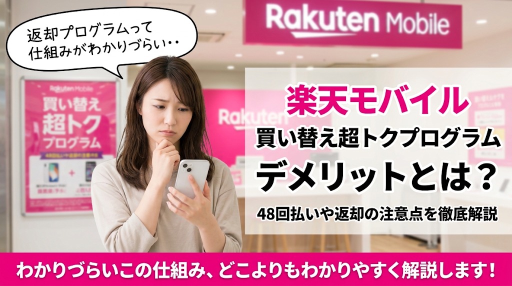 楽天モバイル買い替え超トクプログラムのデメリットとは？48回払いや返却の注意点を解説