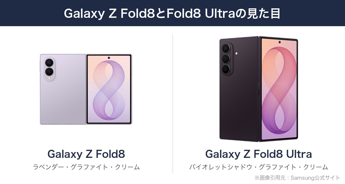 Galaxy Z Fold8とGalaxy Z Fold8 Ultraの見た目の比較
