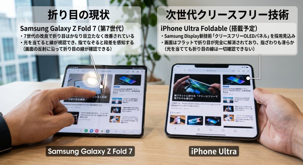 折り目の違い Ultra-Z Fold 7