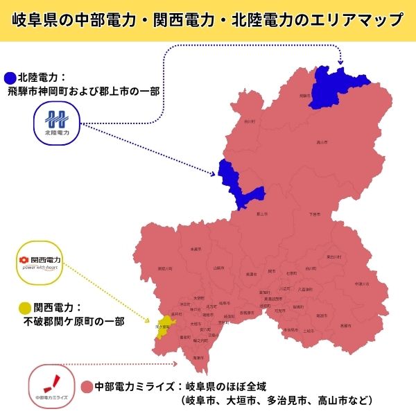 岐阜県　電力会社エリア