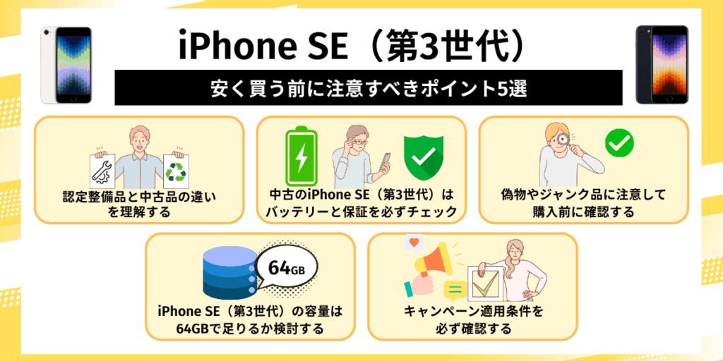 iPhone SE（第3世代）を安く買う前に注意すべきポイント5選