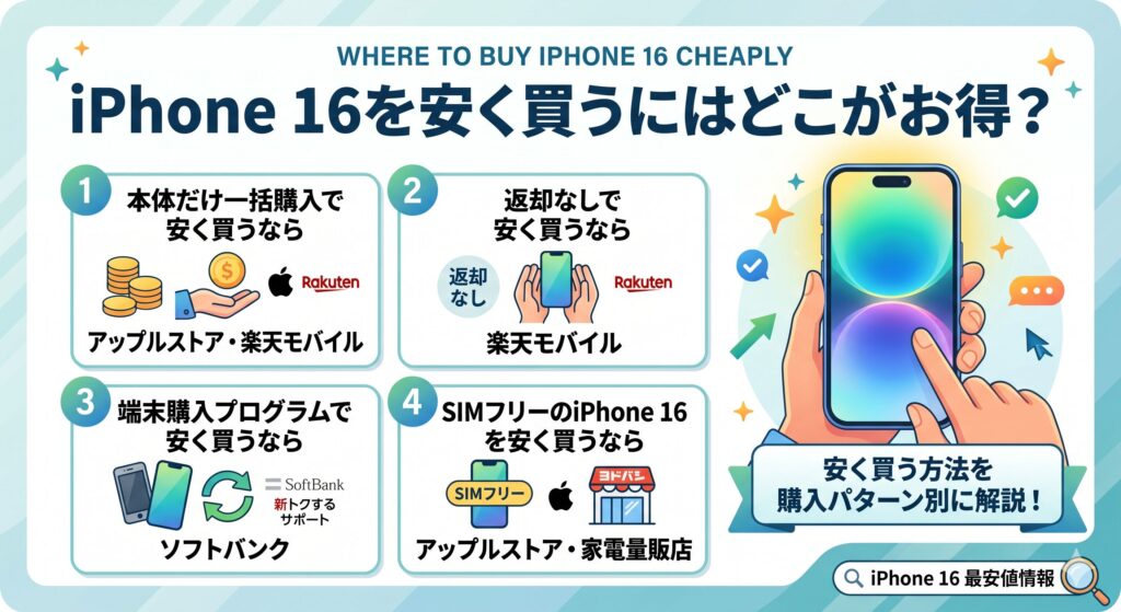 iPhone16を安く買うにはどこがお得？