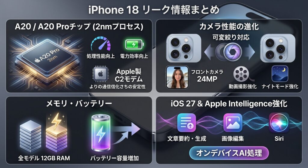 iPhone18 スペック情報まとめ予想