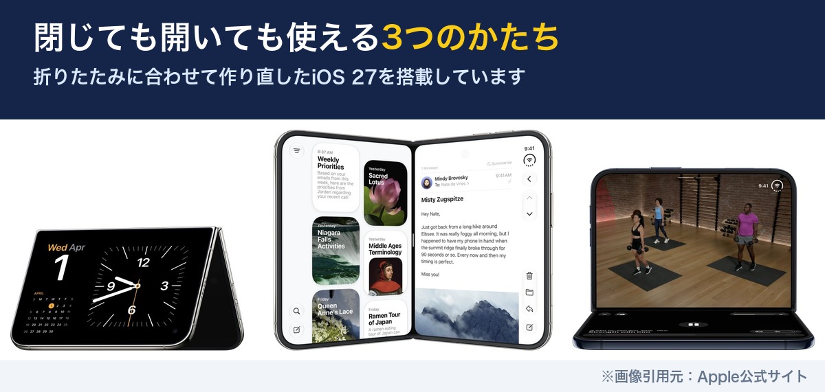 iPhone Duoの3つの使い方。閉じた状態・開いた状態・外側画面