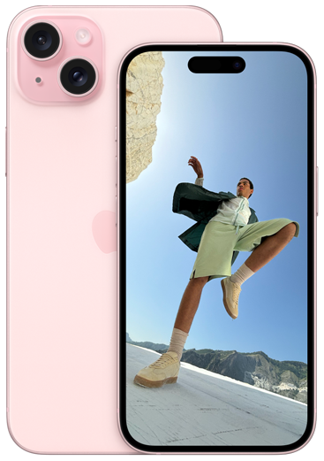 iPhone 15 ブルーの本体正面