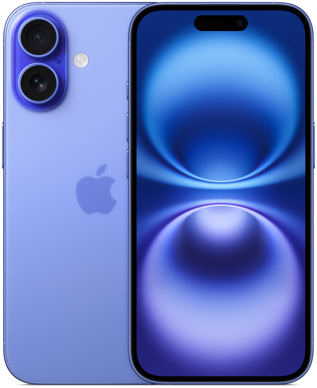 iPhone 16 ウルトラマリンの本体正面と背面