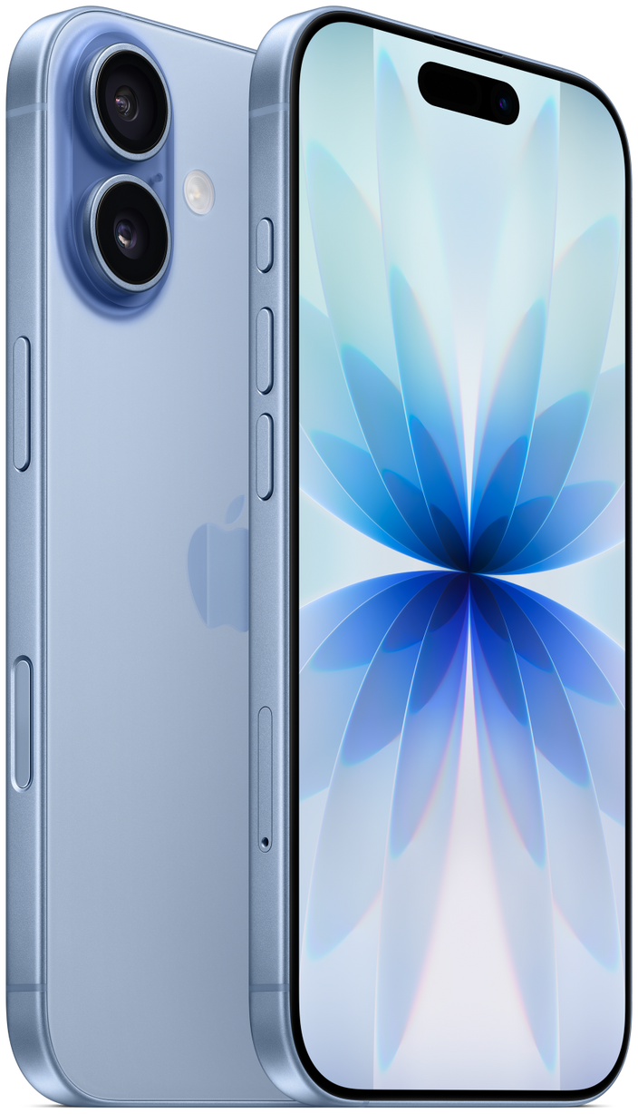 iPhone 17 ミストブルーの本体正面と背面