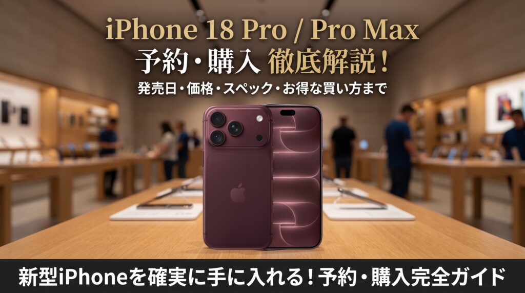 iPhone 18 Pro／Pro Maxの予約・購入を解説。発売日・価格・スペック・お得な買い方まで