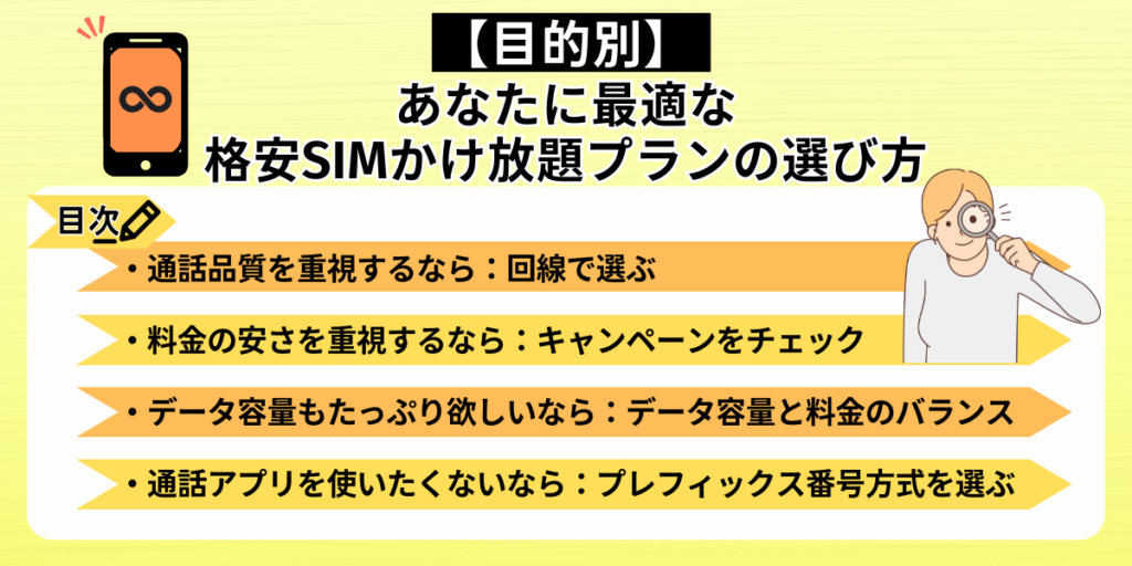 【目的別】あなたに最適な格安SIMかけ放題プランの選び方
