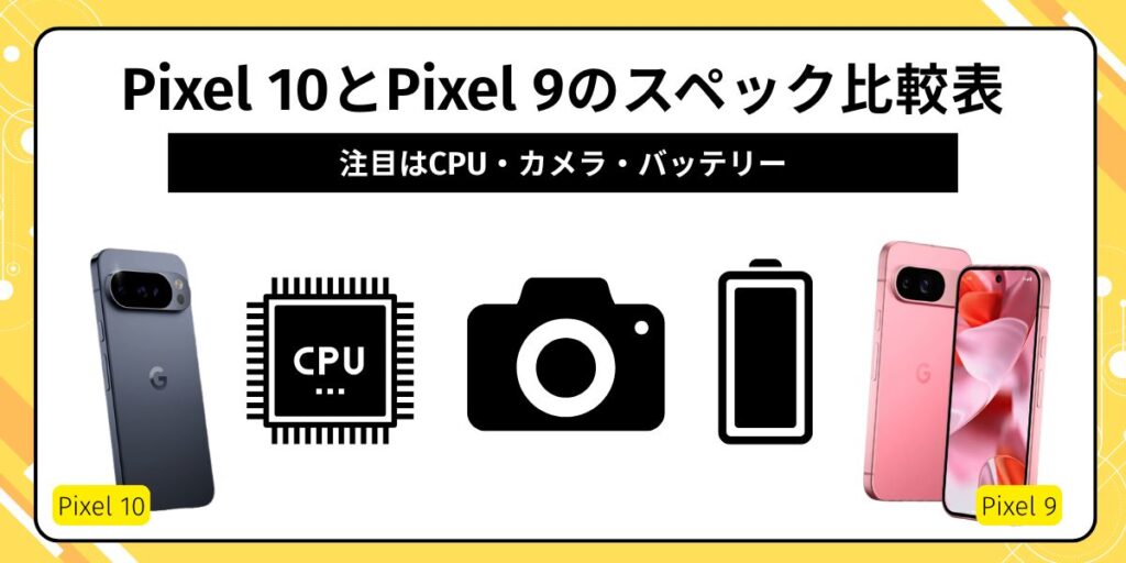 Pixel10　Pixel9　比較　スペック比較