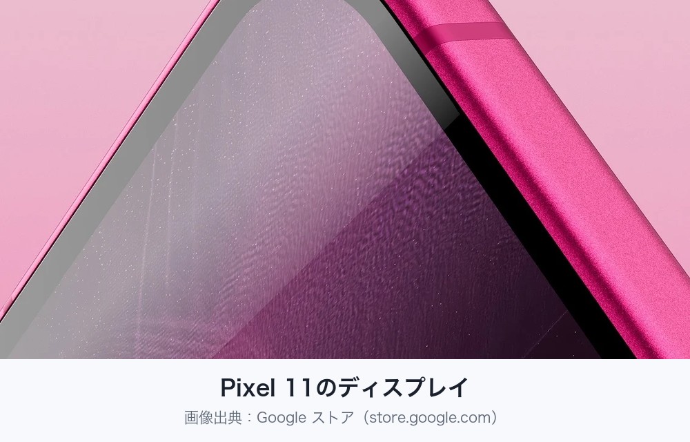 Pixel 11のディスプレイのクローズアップ