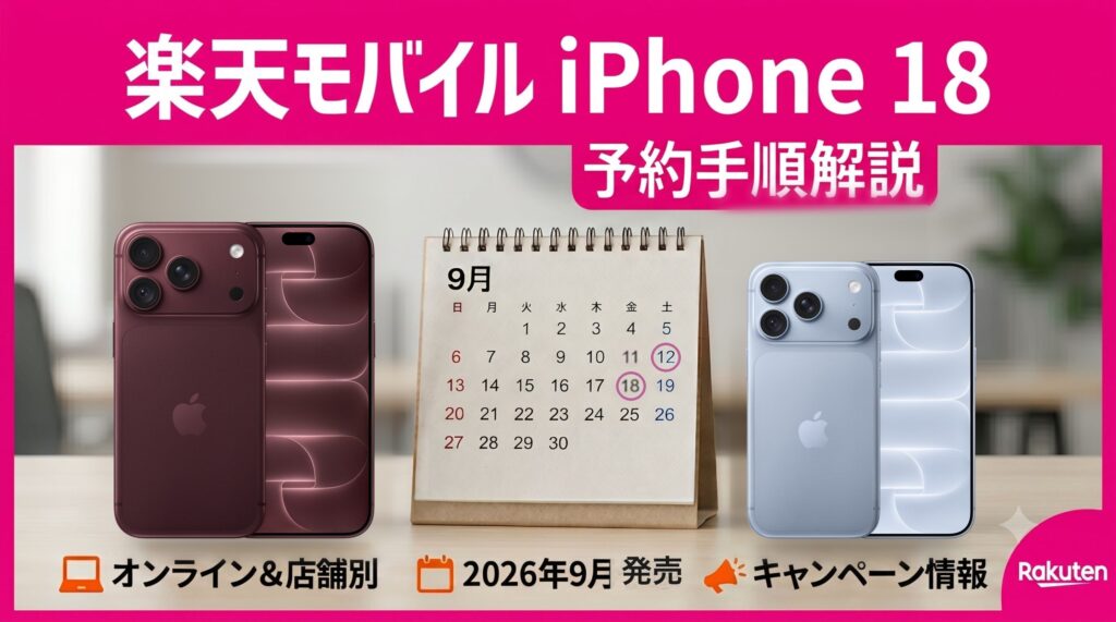 楽天モバイルのiPhone 18 Pro予約手順。予約開始9月12日・発売9月18日