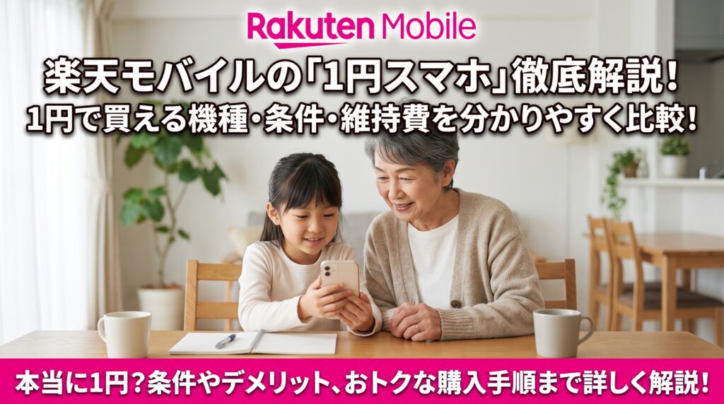 楽天モバイルの1円スマホを解説