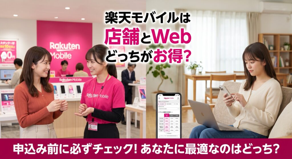 楽天モバイルは店舗とWebどっちがお得？申込み前に比べるポイント