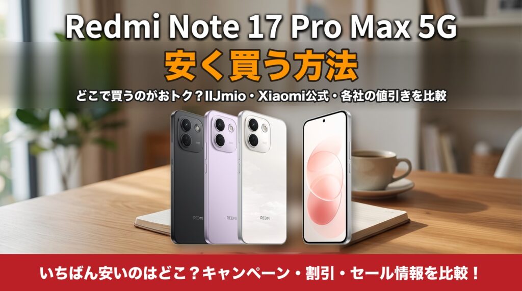 REDMI Note 17 Pro Max 5Gを安く買う方法。IIJmio・Xiaomi公式・各社の値引きを比較