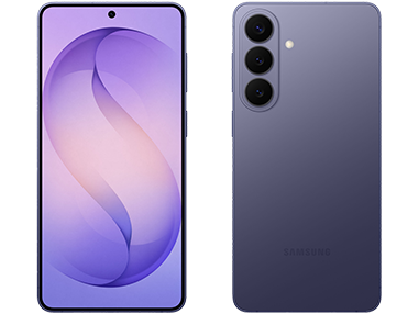 Galaxy S26+ コバルトバイオレットの前面と背面