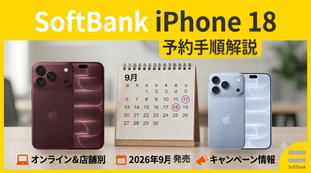 ソフトバンクのiPhone 18 Pro予約手順。予約開始9月12日・発売9月18日