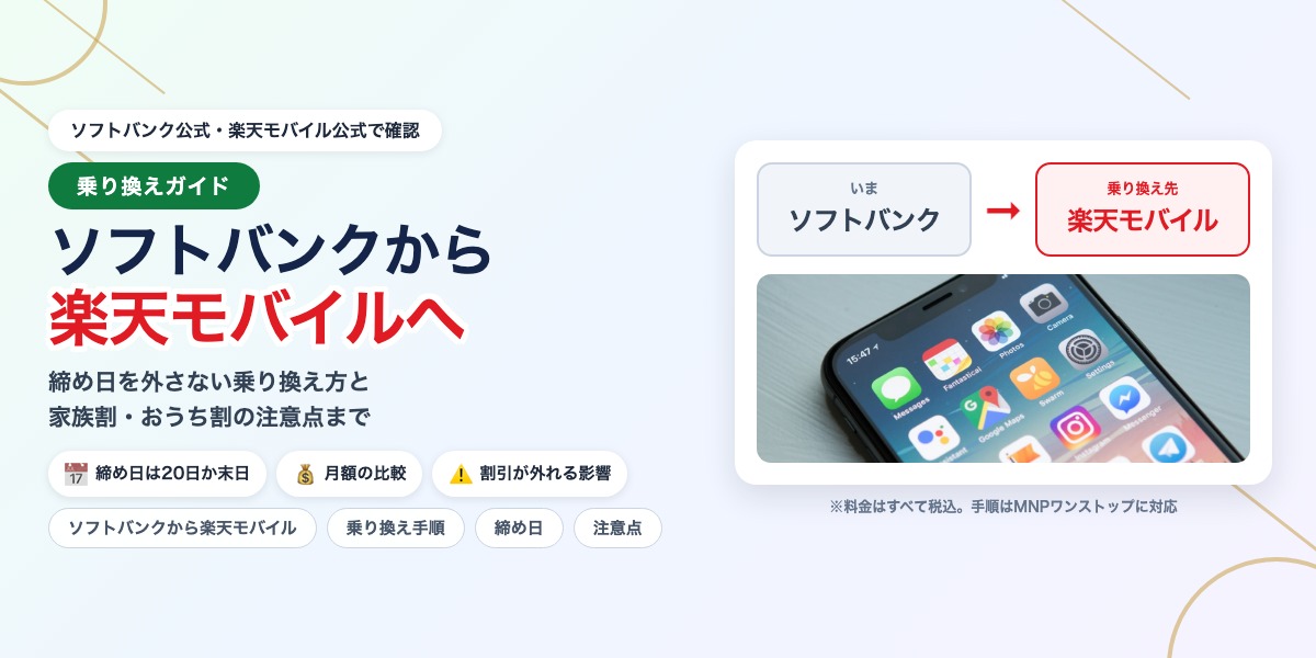 ソフトバンクから楽天モバイル 乗り換え 手順