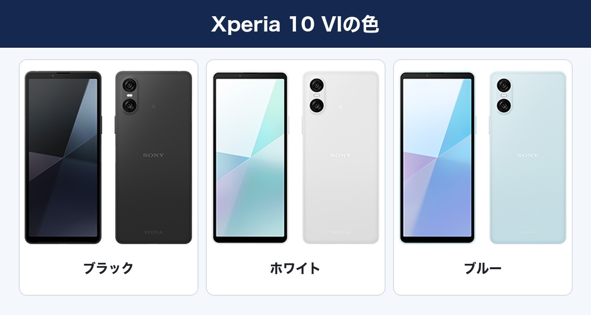 Xperia 10 VIの色：ブラック・ホワイト・ブルー