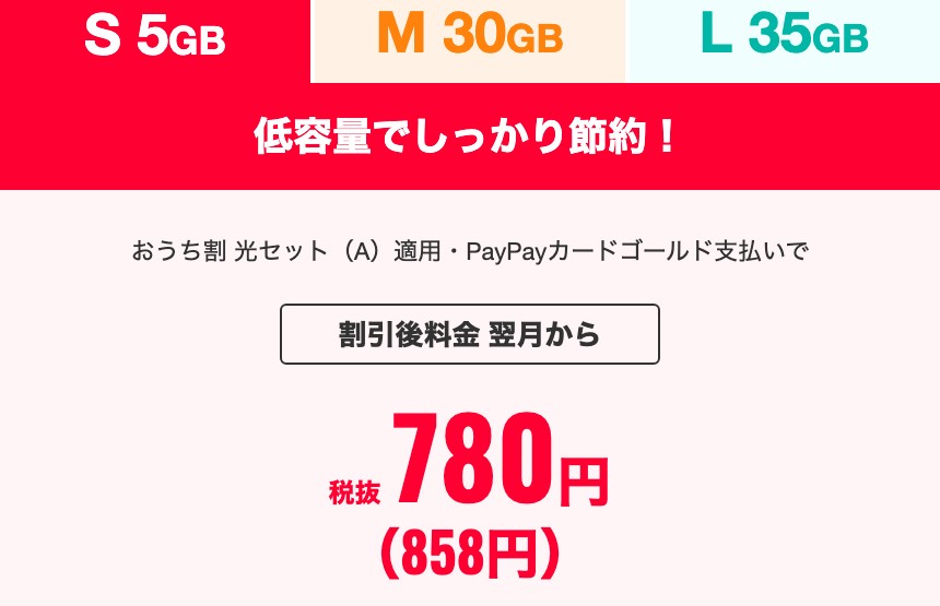 ワイモバイル公式サイトの料金プラン