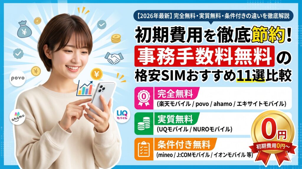 事務手数料無料 格安SIM アイキャッチ