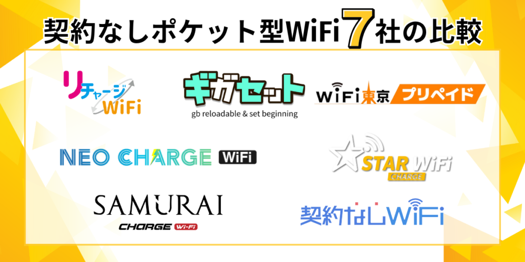 契約なしポケット型ワイファイ7社の比較