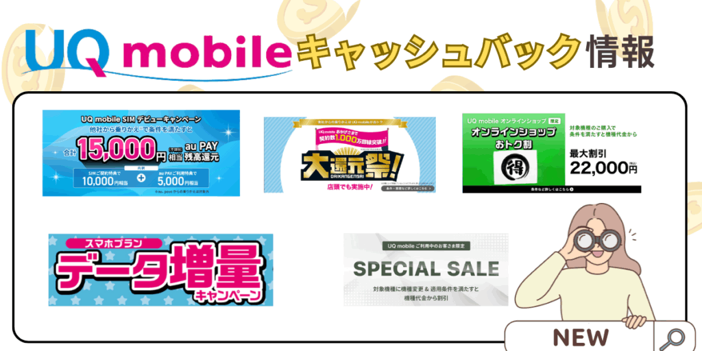 最新のUQモバイルキャッシュバック情報 