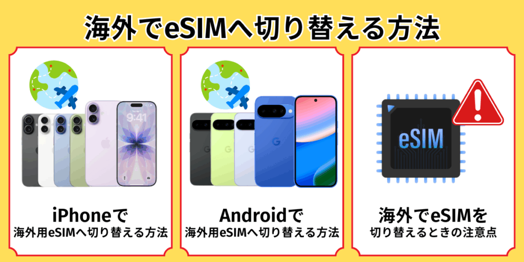 海外でeSIMへ切り替える方法