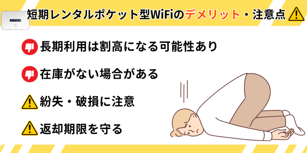 短期レンタルWiFiの注意点